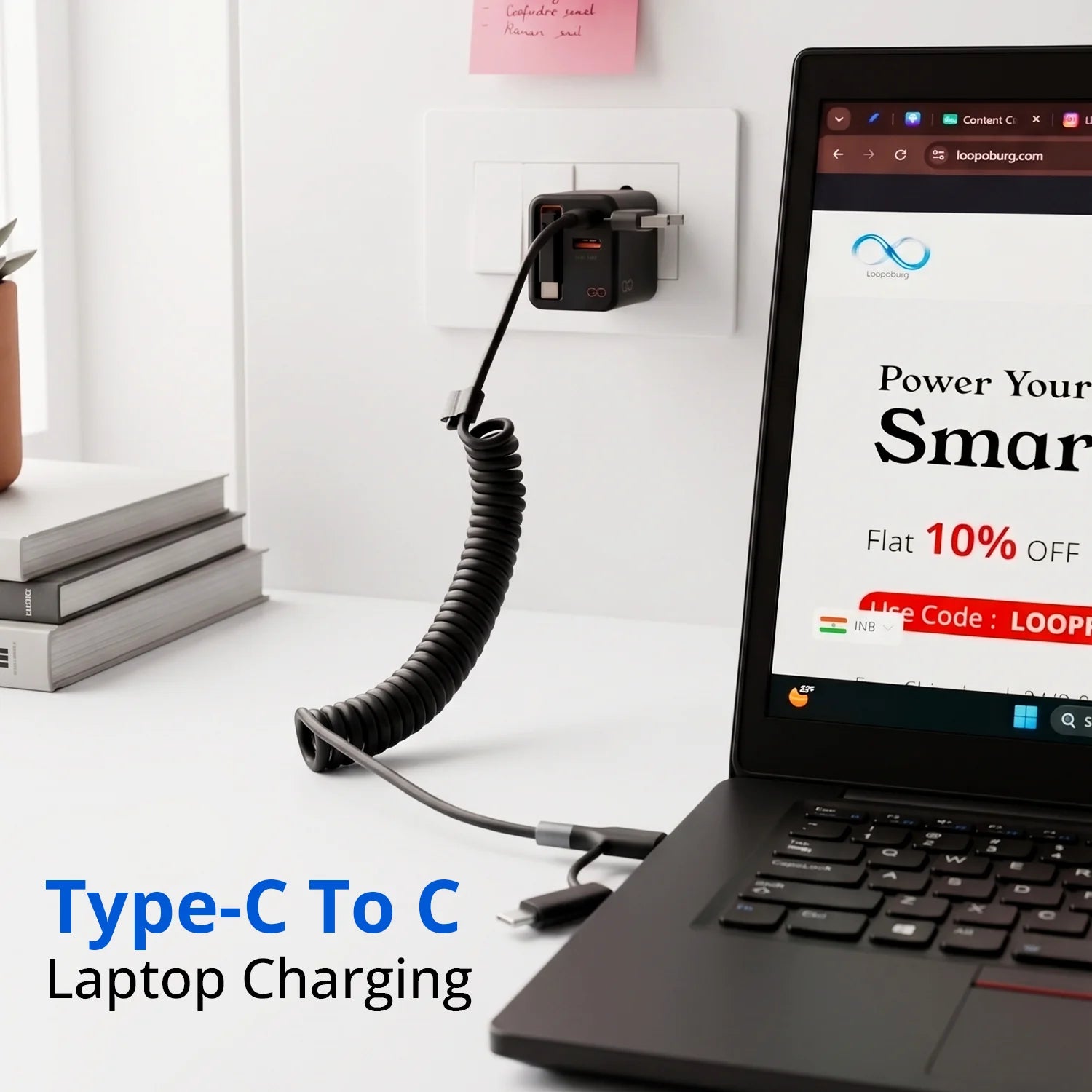 130W 4-in-1 Silicon Spring Wire Fast Charging Cable (Fireproof)