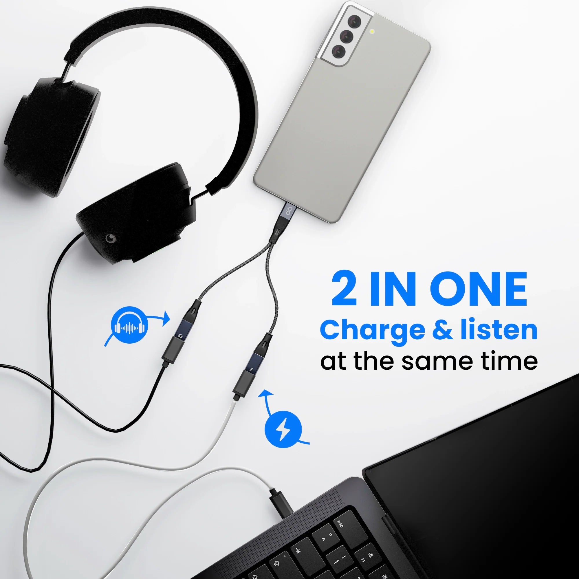 2-in-1 USB-C Audio & Charging Adapter with 60W fast charging
