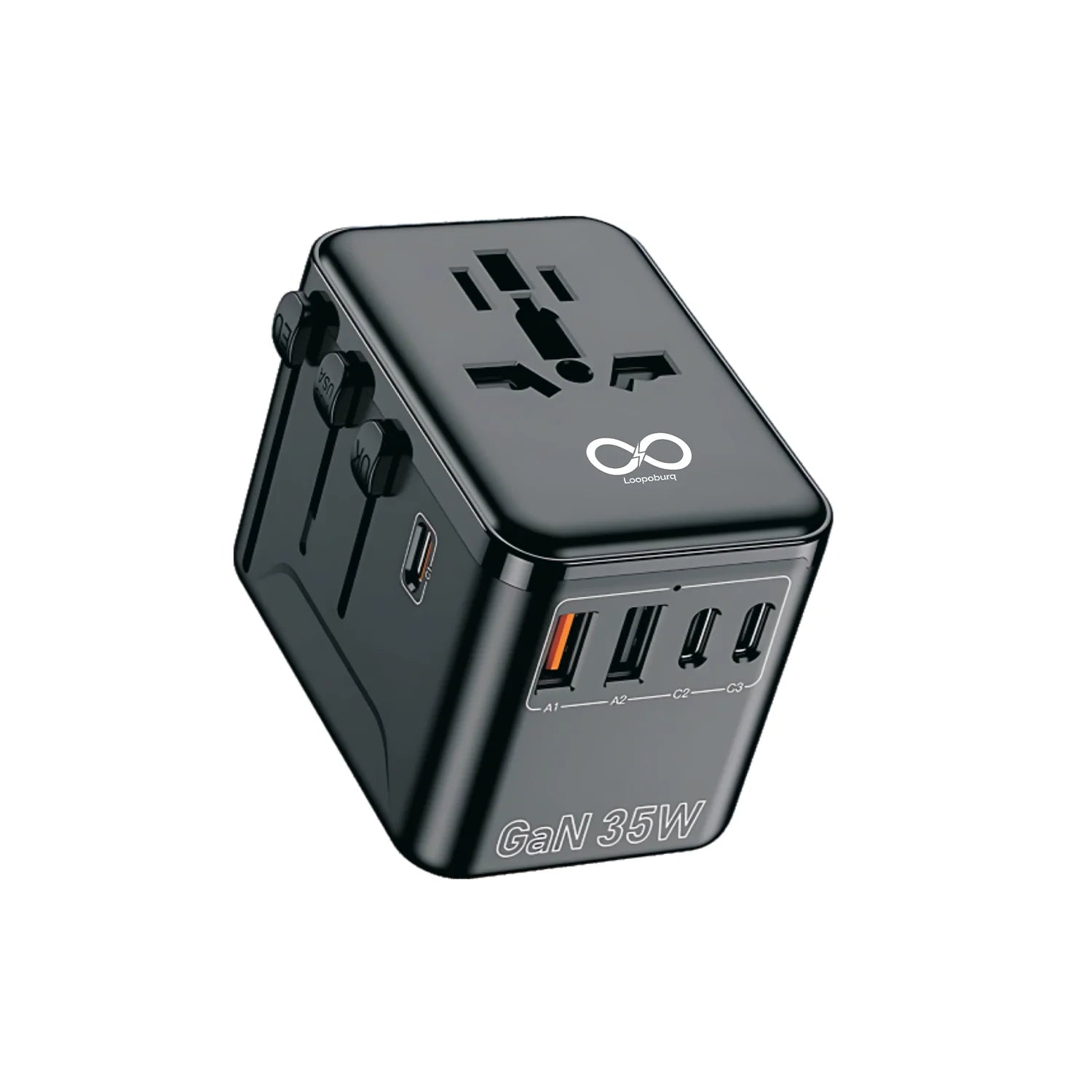 35W GaN Fast Charging Universal Travel Adapter With Laptop Charging Compatibility