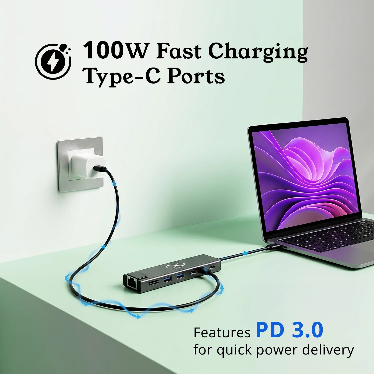 8-in-1 USB-C Hub with Ethernet & twin 3.0 C-Type PD ports