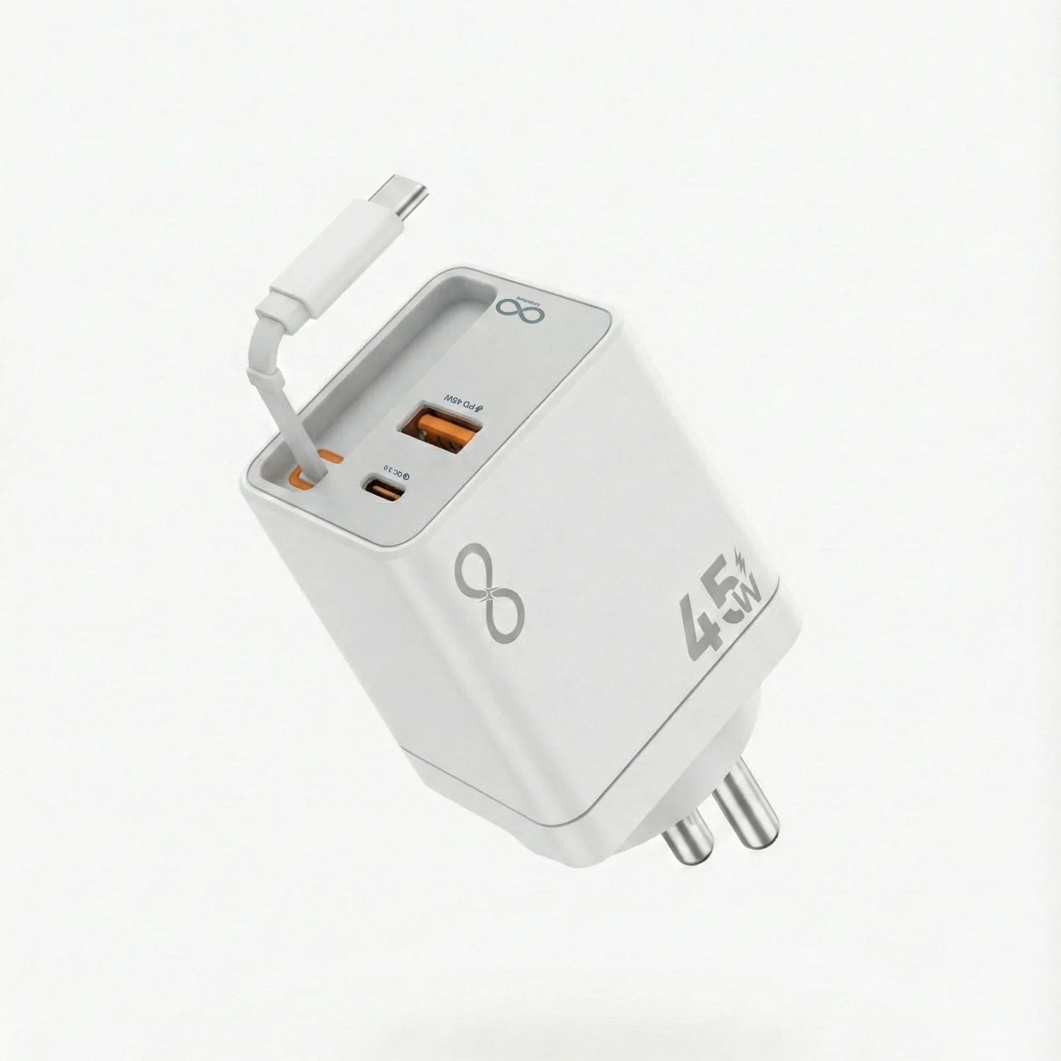 45W Rapid Charger with Retractable Cable