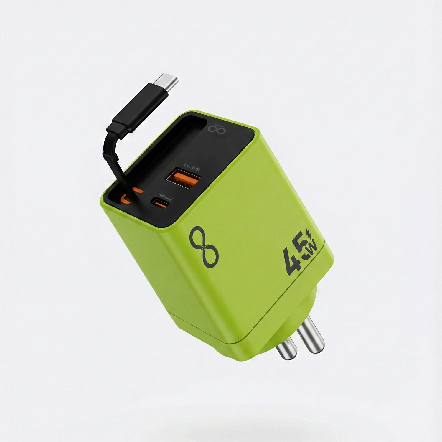 45W Rapid Charger with Retractable Cable
