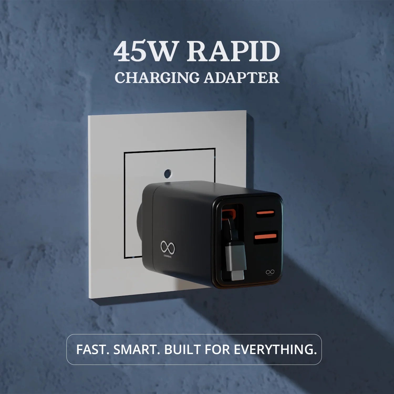 45W Rapid Charger with Retractable Cable