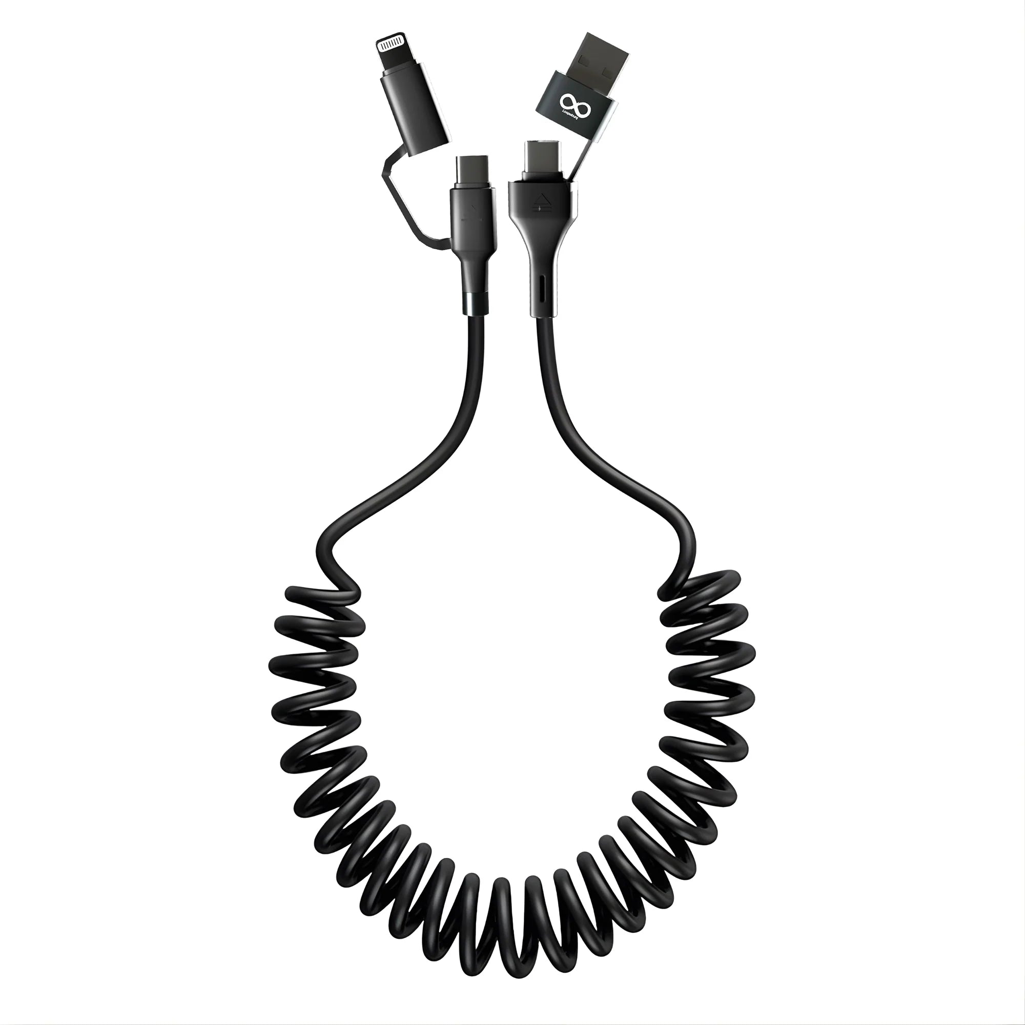 130W 4-in-1 Silicon Spring Wire Fast Charging Cable (Fireproof)